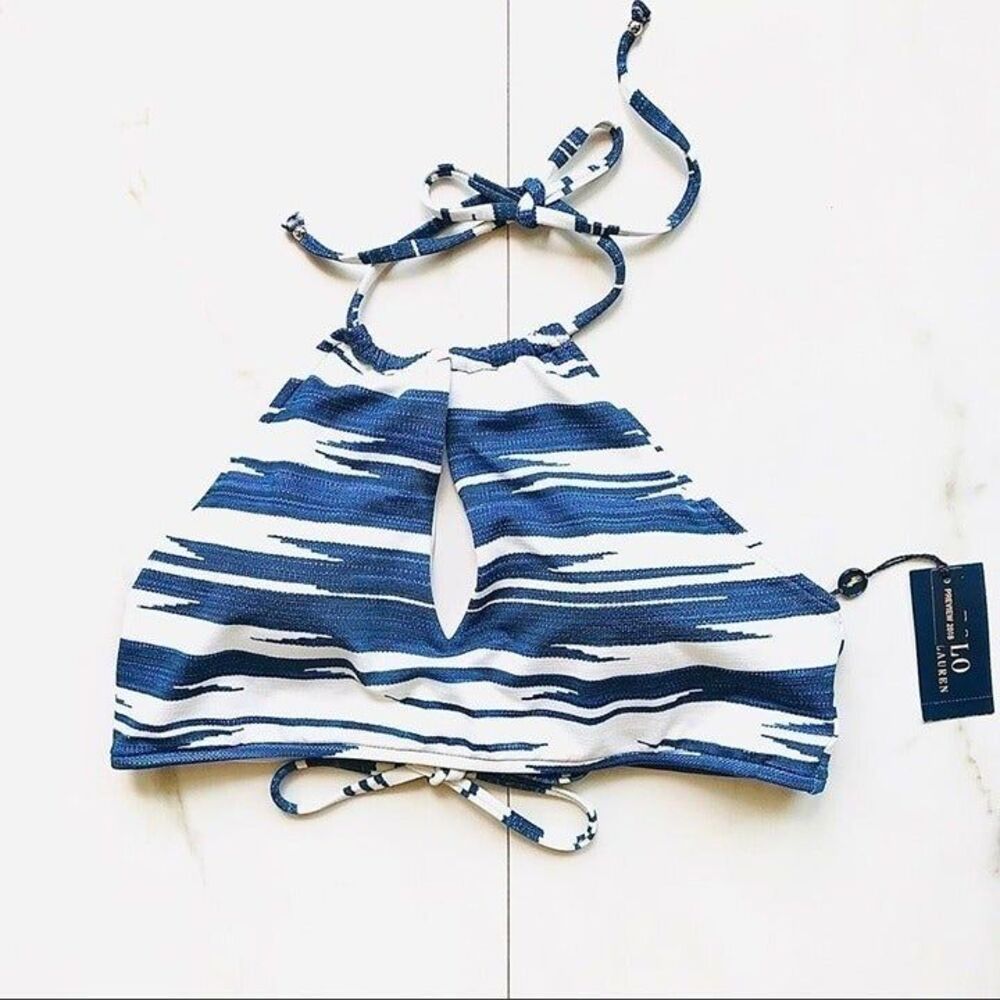 NWT Polo Ralph Lauren Keyhole High Neck Stripe Top